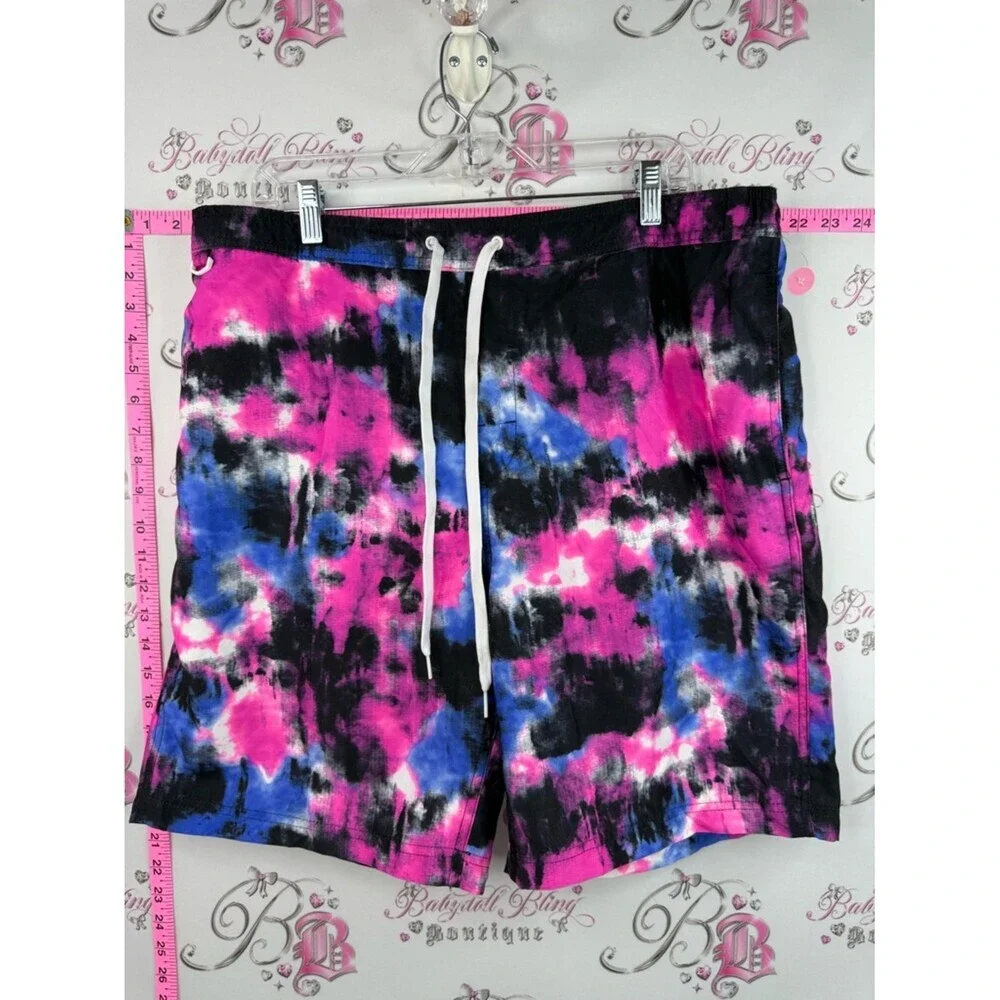 George swim board shorts tie dyed Pink Black Blue Tie-Dye Drawstring Shorts